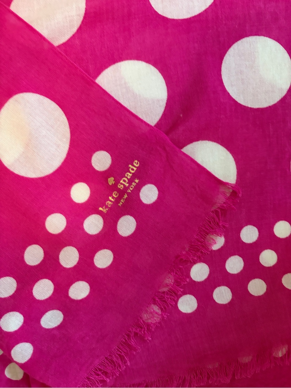 kate spade Hot Pink and White Polka Dot Scarf